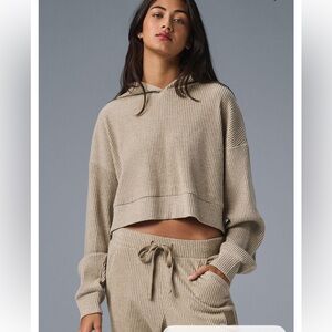 ALO Yoga Ribbed Beige Hoodie